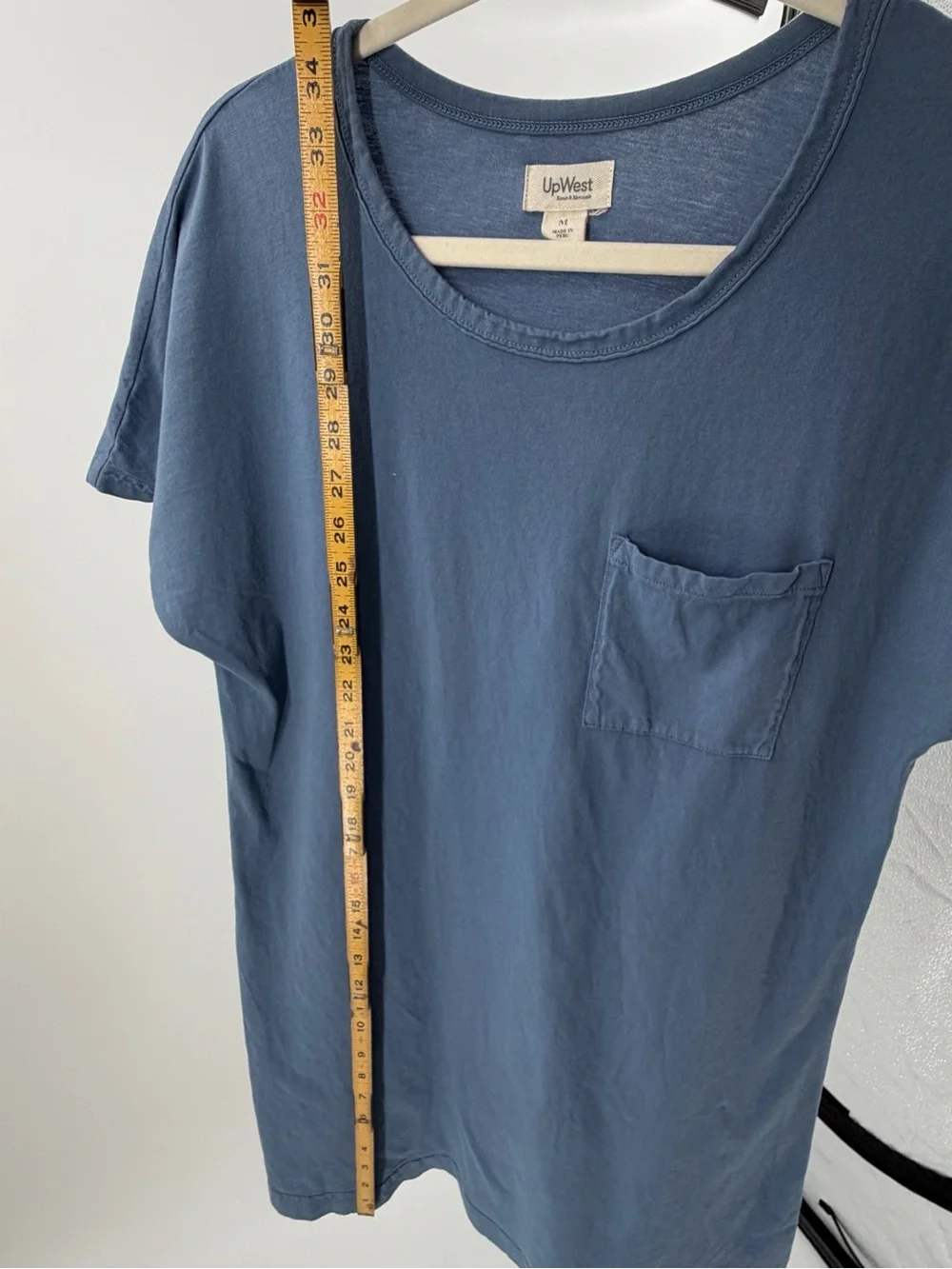 UpWest Women's Blue Solid T-Shirt Dress Scoop Neck‎ Short Sleeve Pocket M